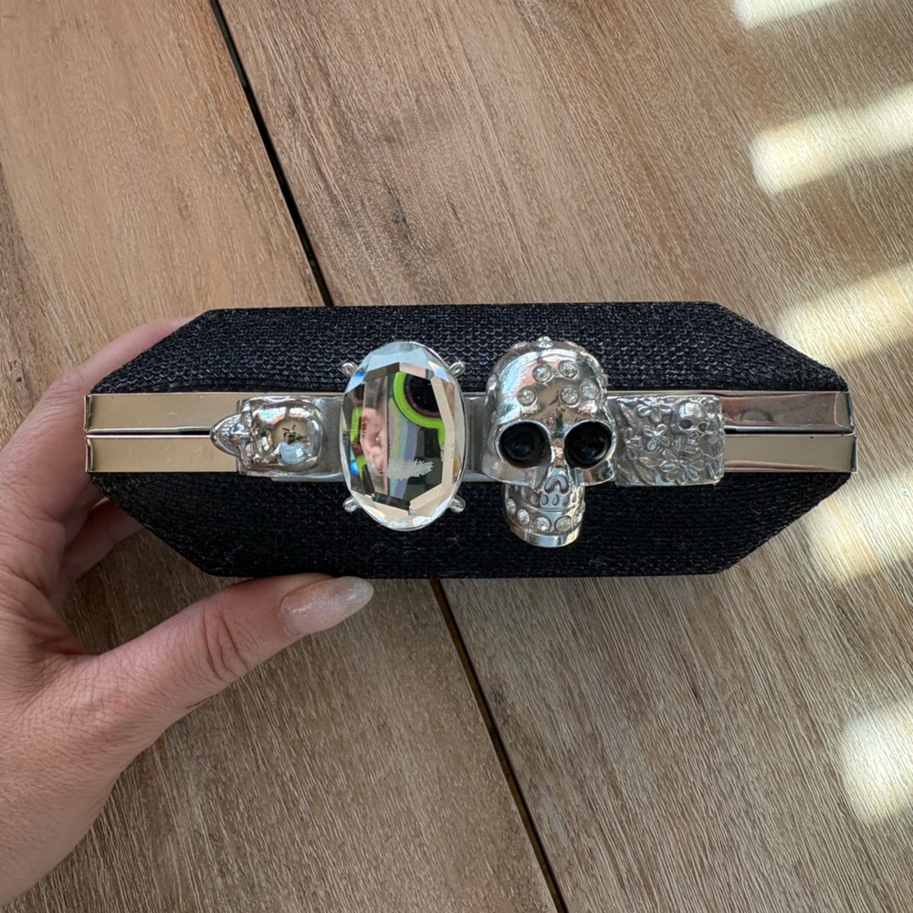 Black Clutch with Silver Accents